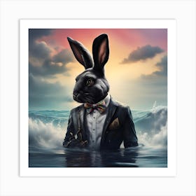 Rabbit In The Ocean 1 Art Print