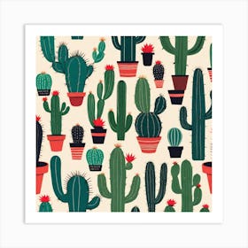 Cactus Pattern 10 Art Print