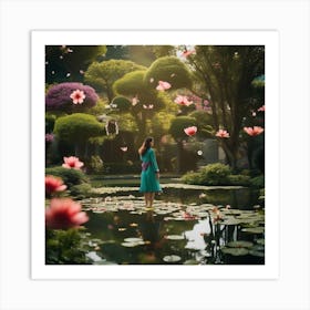 Girl In A Garden 2 Art Print