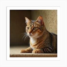 Cat Sitting On A Ledge Art Print