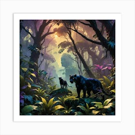 Black Panther In The Jungle Art Print