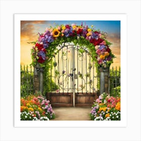 Gate Flowers Art Print