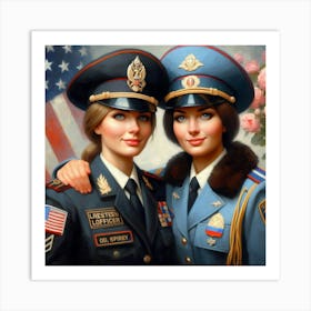 Two Women In Uniform Art Print