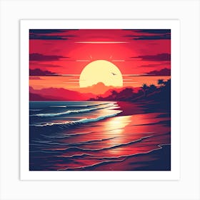 Sunset Beach Wallpaper Art Print