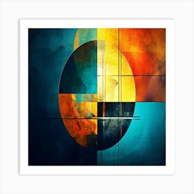 A painting of a circle with a blue background Art Print