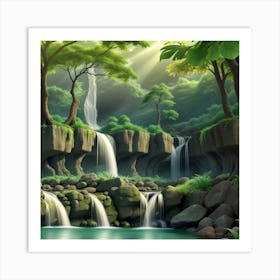 Waterfall In The Forest Art Print