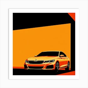 Orange Skoda Sedan Art Print