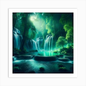 Waterfall In The Forest 3 Art Print