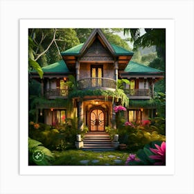 Tropical House In The Jungle Art Print