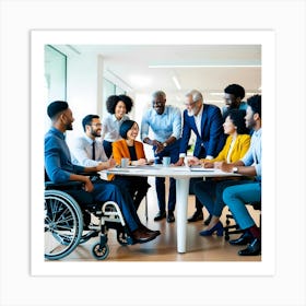 Group Of Business People In Wheelchairs 1 Art Print