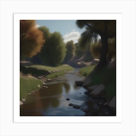 Stream In The Woods 20 Art Print