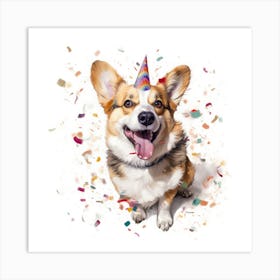 Birthday Corgi Art Print