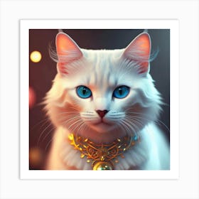 White Cat With Blue Eyes Art Print