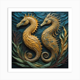 Seahorses in Water Art Print