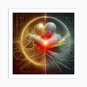 Two People Hugging In Space Art Print