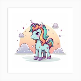 Unicorn With Rainbow Mane 22 Art Print