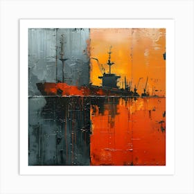 Ship In The Harbor, Abstract Expressionism, Minimalism, and Neo-Dada Art Print