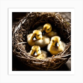 Ducklings In Nest Art Print