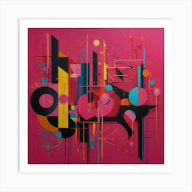 Abstract Piece Neon Wall Art Pink Art Print