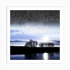 Winter Landscape With Birds 4 Art Print