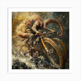 Monster On A Bike Art Print