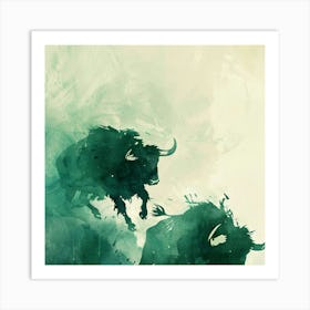 Bulls In The Grass Art Print