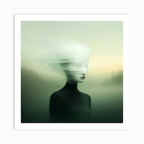 Surreal Portrait Cloudy Face Poster