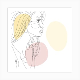 Portrait Of A Woman line art Art Print