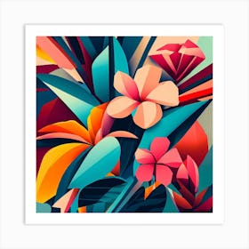 Cubist Flowers 1 Art Print