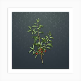 Vintage Alabama Dahoon Botanical on Slate Gray Pattern n.0282 Art Print