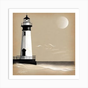 Lighthouse On The Beach Art Print