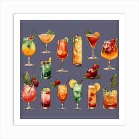 Default Cocktails In Different Styles Aesthetic 2 Art Print