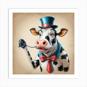 Cow In A Top Hat 3 Art Print