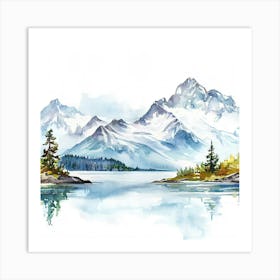 Watercolor Mountain Landscape Art Print