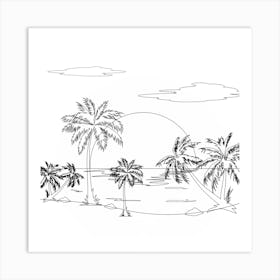 Minimal Line Palm Beach 2 Art Print