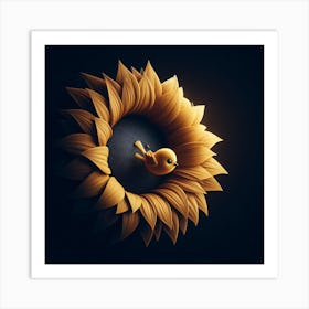 Bird In A Sunflower Art Print