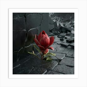 A Hyper Realistic Photograph Of A Black Cracked Art Print