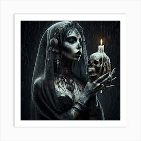 Gothic Woman In The Rain 1 Art Print