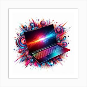 Laptop With Colorful Swirls Art Print