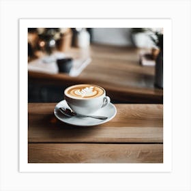 Coffee Cup On A Wooden Table Art Print