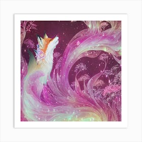 Enchanted Spirit Fox Pink Art Print