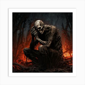 Skeleton In The Forest Art Print