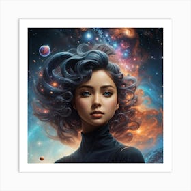 Absolute Reality V16 The Girls Face Consists Of Galaxies And N 2 Art Print