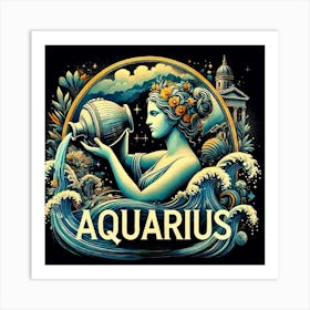 Zodiac Sign Aquarius, Air Element, Water-Bearer Art Print