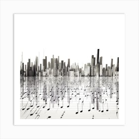 Music City Abstract - Cityscape With Music Notes Art Print