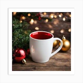 Christmas Background Blank White Mug Mockup (1) Art Print