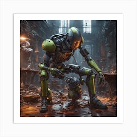 Robot In Ruins Art Print