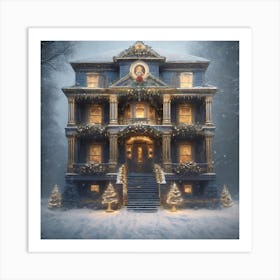 House At Christmastime Art Print