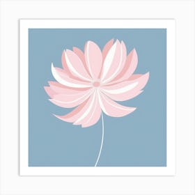 A White And Pink Flower In Minimalist Style Square Composition 17 Art Print