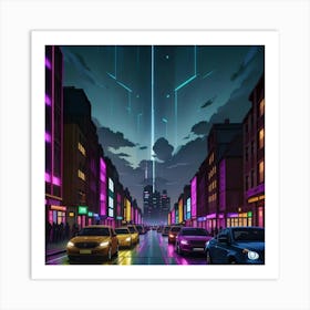 Electric Ambience A Vibrant Night Scene Art Print